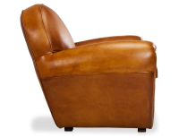 Leather club armchair cognac studded armrests