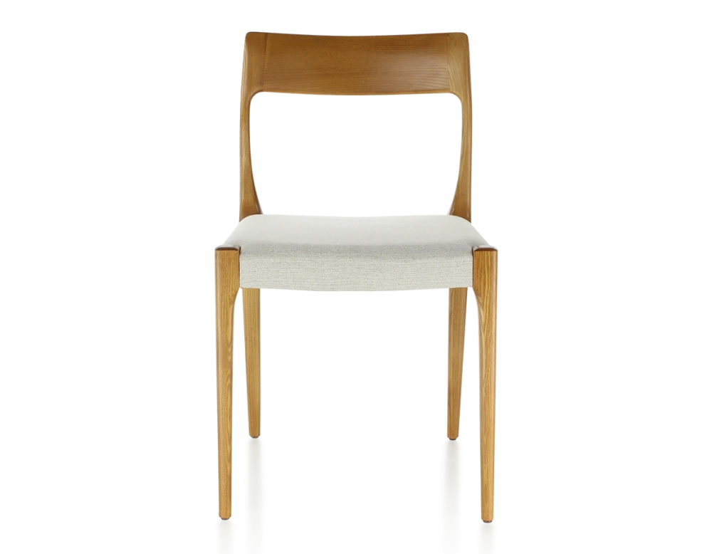 Silla escandinava madera tinte cerezo asiento tejido beige natural