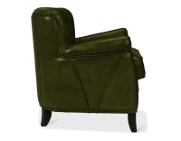 Sillón club de piel verde oliva reposabrazos con tachuelas