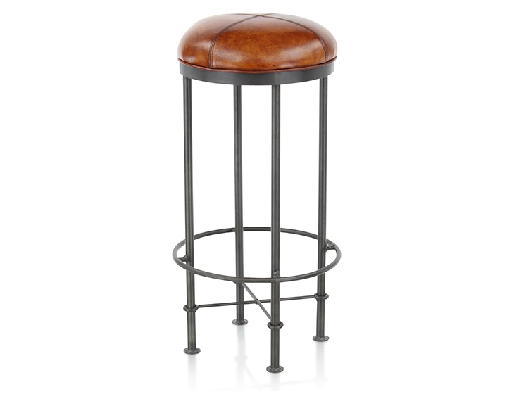 Tabouret de bar vintage cuir marron clair