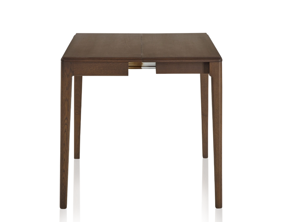 Extendable oak console table with 2 extension leaves dark brown tint 120x50 cm