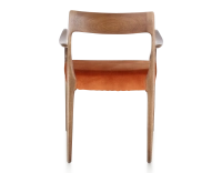 Chaise scandinave avec accoudoirs bois teinte noyer assise tissu velours terracotta