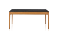Table salle à manger 6 personnes en chêne et céramique avec bois teinte merisier et plateau céramique effet ardoise 140x90 cm