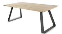Table salle a manger 8 personnes en chêne massif et piètement métal 160x100 cm