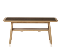 Rectangular coffee table in oak and ceramic with natural stained wood, oxidised brown ceramic top 100x50 cm
