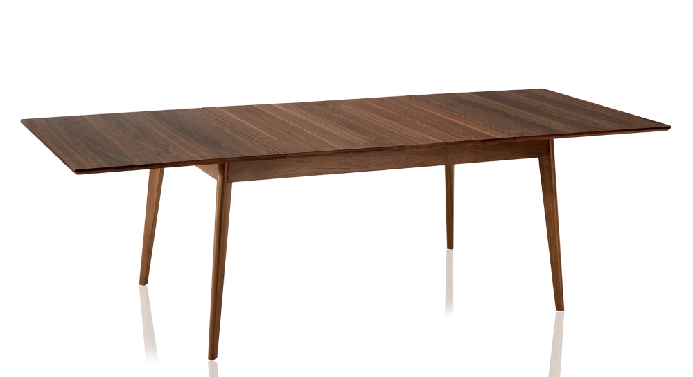 Table extensible en noyer 6 à 8 personnes avec plateau et allonges bois teinte naturelle 140x90 cm