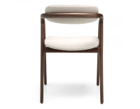 Chaise scandinave bois teinte marron foncé assise tissu beige naturel