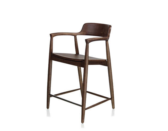 Tabouret de bar H60 cm bois teinte marron foncé