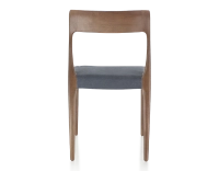 Chaise scandinave bois teinte marron foncé assise tissu gris