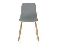 Chaise design en chêne tapissé bois teinte naturelle assise tissu gris clair