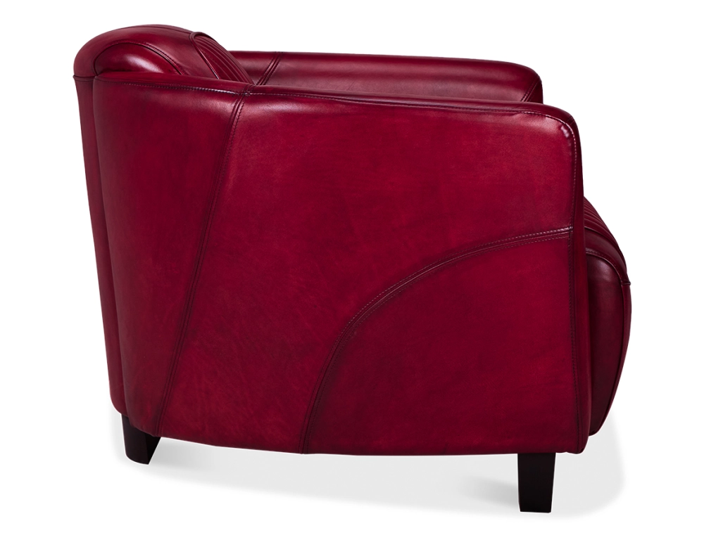 Sillón club de piel rojo carmín