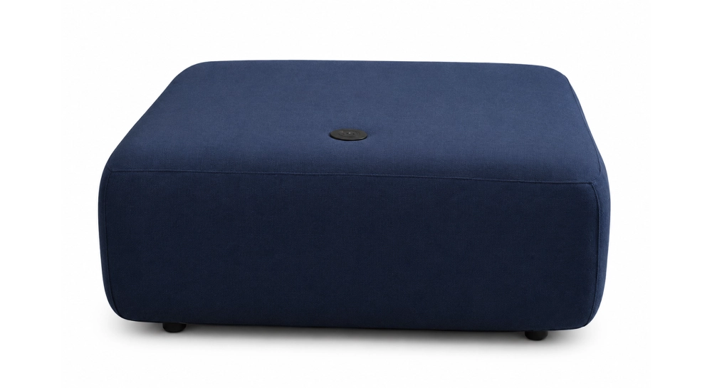 Pouf en tissu bleu nuit