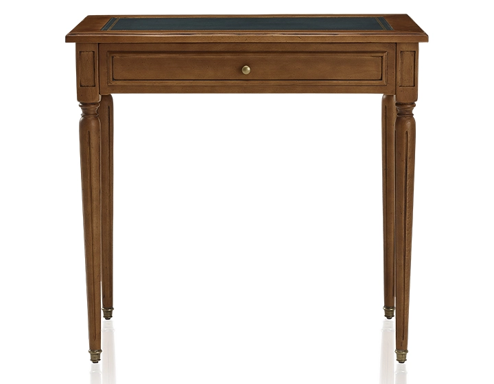 Bureau ancien style Louis XVI plateau cuir vert L80 cm