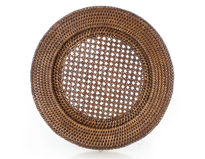 Dessous d'assiette en rotin brun ajouré