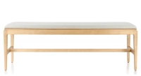 Banc design bois teinte naturelle assise tissu beige naturel L160 cm