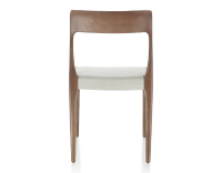 Chaise scandinave bois teinte marron foncé assise tissu beige naturel