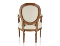 Fauteuil ancien style Louis XVI bois teinte ancienne et tissu chevron beige