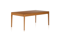 Table extensible en chêne 6 à 10 personnes avec plateau et allonges bois teinte merisier 140x90 cm