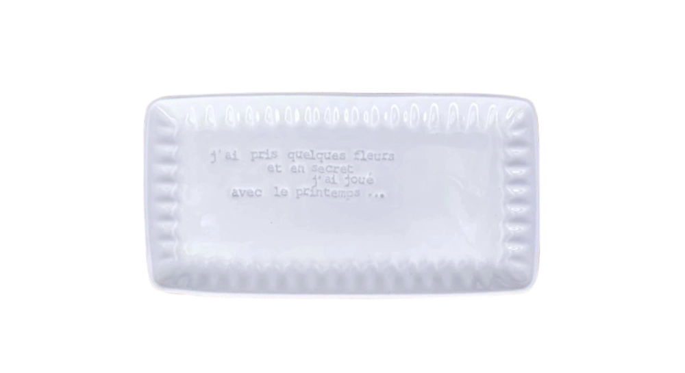 Rectangular dish with PM message