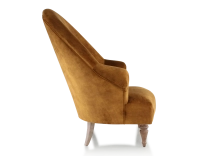 Toad armchair with armrests walnut-stained wooden legs and high-backed bronze velvet fabric