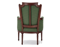Louis XVI style bergère armchair bois teinte ancienne et tissu vert foncé