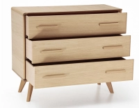 Commode 3 tiroirs en chêne bois teinte naturelle