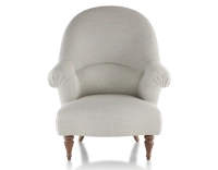 Toad armchair with armrests walnut-stained wooden legs and high-backed natural beige fabric