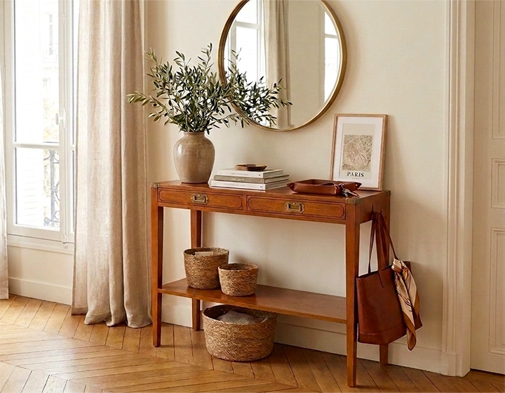 Console marine bois teinte merisier