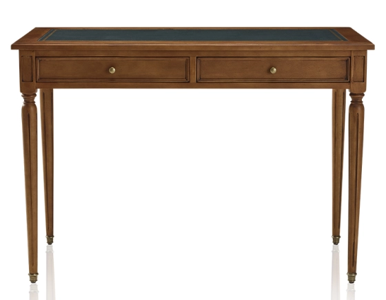 Bureau ancien style Louis XVI plateau cuir vert L110 cm