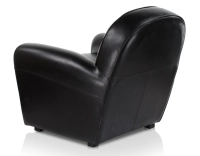 Fauteuil club cuir noir accoudoirs cloutés