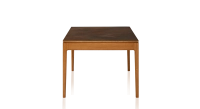 Table salle à manger en chêne et céramique 8 personnes avec bois teinte merisier et plateau céramique brun oxydé 180x100 cm