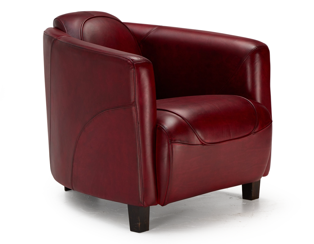 Fauteuil club cuir rouge carmin