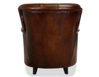 Fauteuil Chesterfield cuir marron soutenu moyen dossier