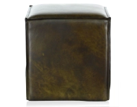 Pouf cuir vert olive