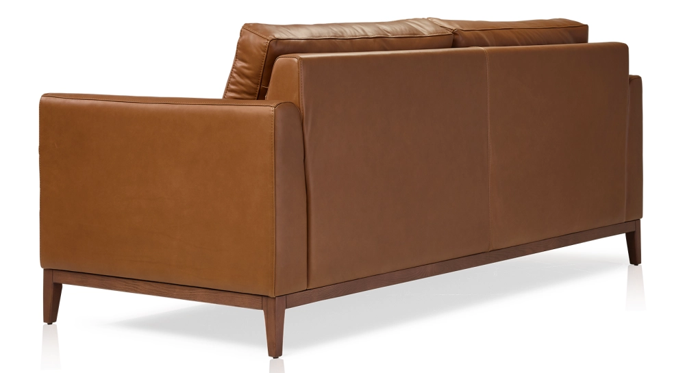 Canapé design 3 places cuir noisette