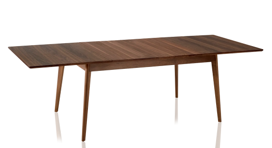 Table extensible en noyer 8 à 12 personnes avec plateau et allonges bois teinte naturelle 210x100 cm