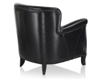 Sillón club de piel negro reposabrazos con tachuelas