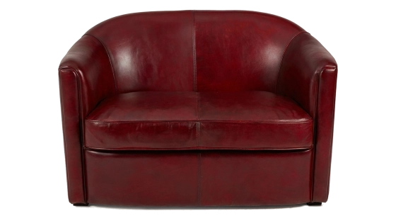 Canapé club cuir 2 places rouge carmin
