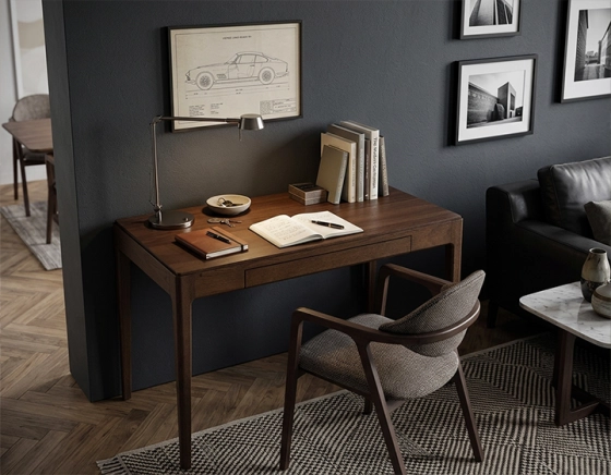 Bureau design en chêne teinte marron foncé L120 cm