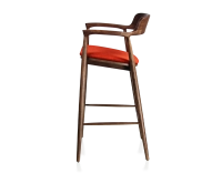 Bar stool h80 cm wood stained dark brown seat burnt orange fabric