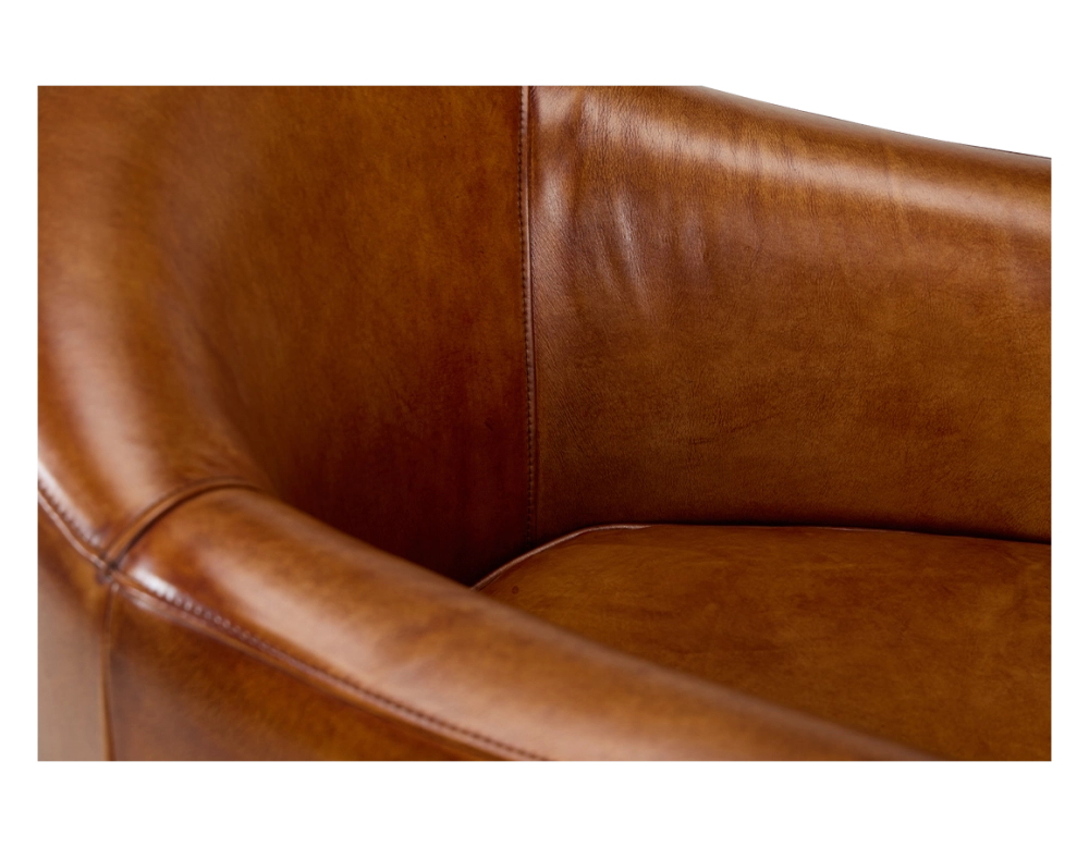 Fauteuil club cuir marron clair