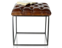 Pouf Chesterfield cuir marron vintage