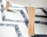 Armless toad chair natural tint wooden legs and white looped fabric