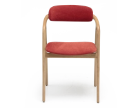 Silla escandinava madera tinte natural asiento tejido naranja quemado