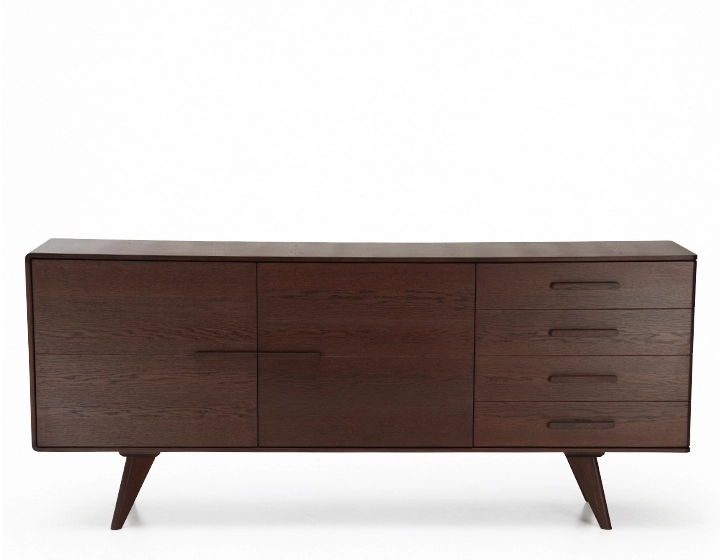 Buffet 3 portes en chêne bois teinte foncé