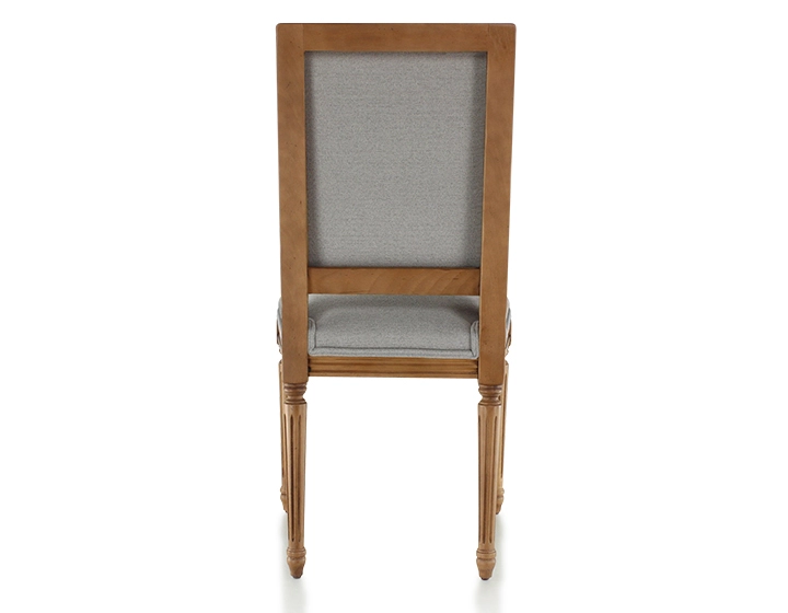 Chaise ancienne style Louis XVI bois teinte ancienne et tissu gris clair