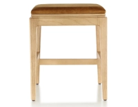 Taburete de diseño H45 cm madera tinte natural asiento tejido terciopelo bronce