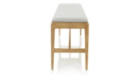 Banc design bois teinte naturelle assise tissu beige naturel L140 cm