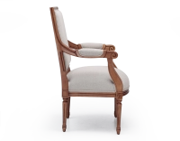 Fauteuil ancien style Louis XVI bois teinte ancienne et tissu beige naturel