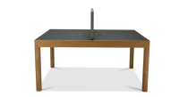 Bureau bench 2 postes chêne teinte naturelle plateau fenix vert foncé 140x160